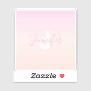 Light Pink & Peach Gradient Ombre Name & Monogram 