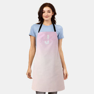Light Pink & Peach Gradient Ombre Name & Monogram  Apron
