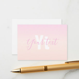 Light Pink & Peach Gradient Ombre Name & Monogram  Enclosure Card