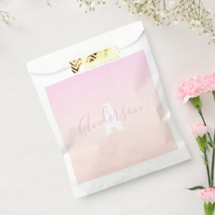 Light Pink & Peach Gradient Ombre Name & Monogram  Favour Bag