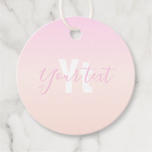 Light Pink & Peach Gradient Ombre Name & Monogram Favour Tags