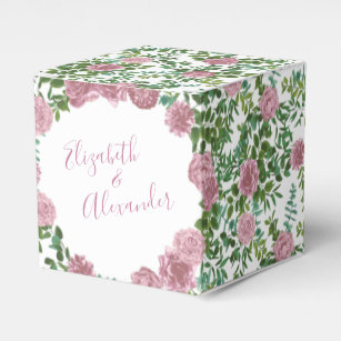 Light Pink Peony & Rose Floral Wedding Favour Box