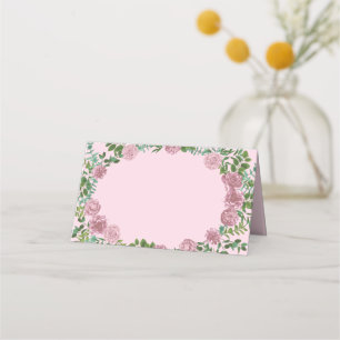 Light Pink Peony & Rose Floral Wedding Place Card