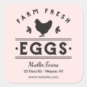 Light Pink Personalised Farm Fresh Eggs Square Sticker