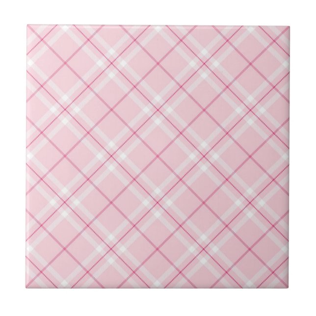 Light Pink Plaid Ceramic Tile (Front)