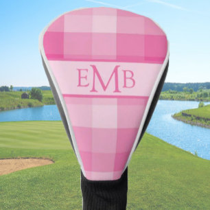 Light Pink Plaid Custom Monogram Initials Ladies Golf Head Cover
