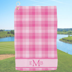 Light Pink Plaid Custom Monogram Initials Ladies Golf Towel