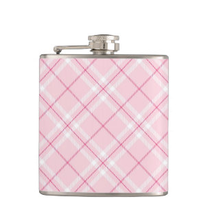 Light Pink Plaid Hip Flask