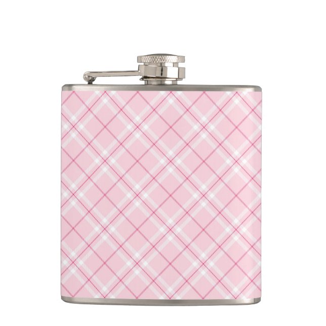 Light Pink Plaid Hip Flask (Front)