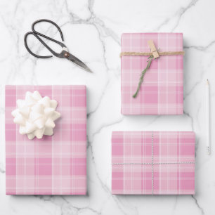 Light Pink Plaid Pattern Wrapping Paper Sheet
