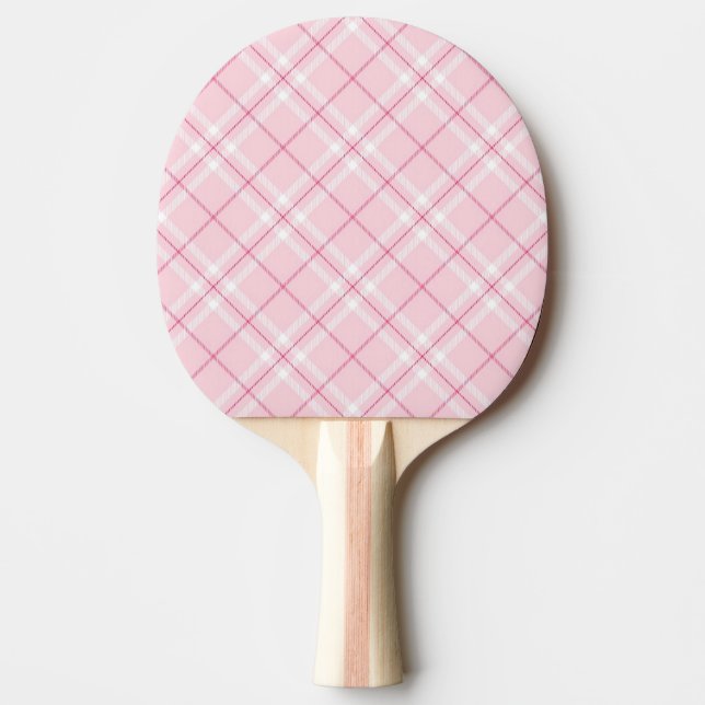 Light Pink Plaid Ping Pong Paddle (Front)