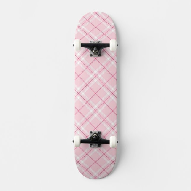 Light Pink Plaid Skateboard (Front)