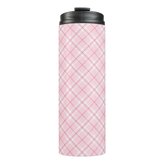 Light Pink Plaid Thermal Tumbler (Front)