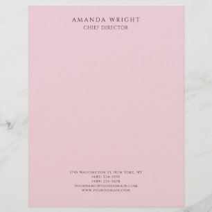 Light Pink Plain Attractive Stylish Business Custom Letterhead