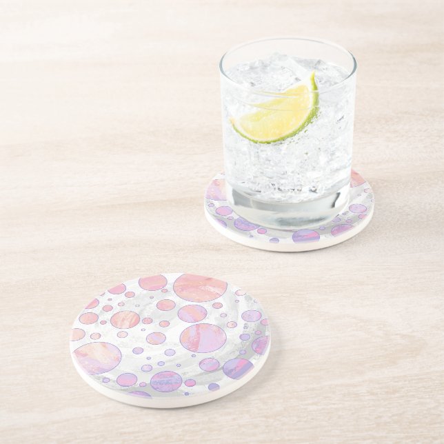 Light Pink Polka Dot Pattern Coaster (Side)
