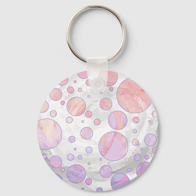Light Pink Polka Dot Pattern Key Ring (Front)