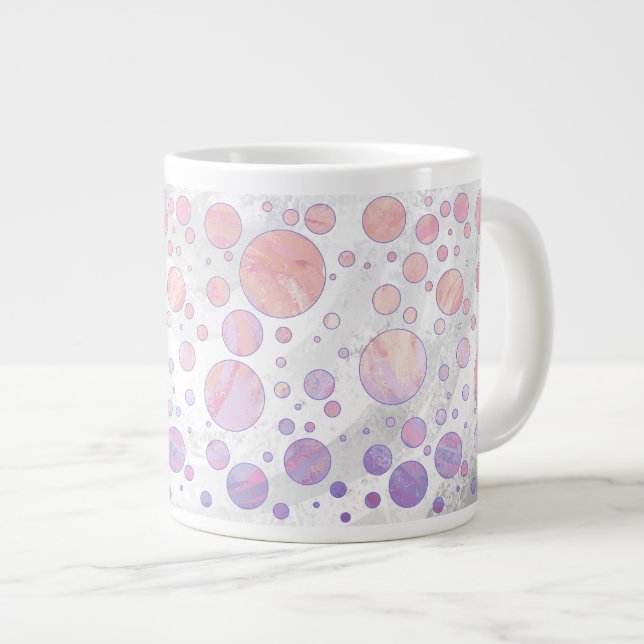 Light Pink Polka Dot Pattern Large Coffee Mug (Front Right)