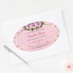 Light Pink Product Packaging Labels Roses Diamonds