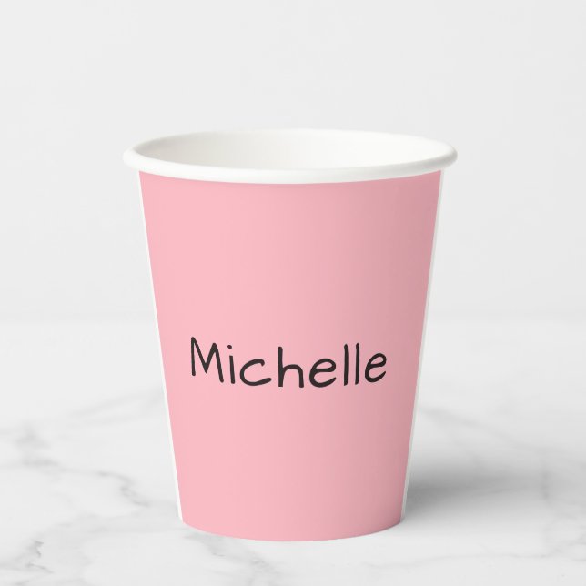 Light Pink Professional Unique Casual Handwriting Paper Cups (Front)