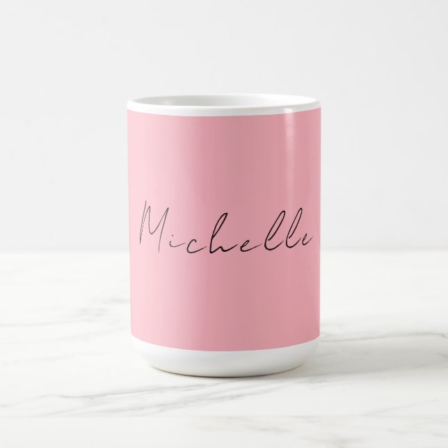 Light Pink Professional Unique Classic Handwriting Coffee Mug (Center)