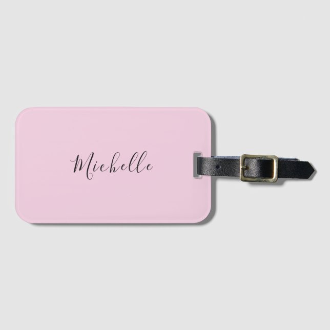 Light Pink Professional Unique Classic Handwriting Luggage Tag (Front Horizontal)
