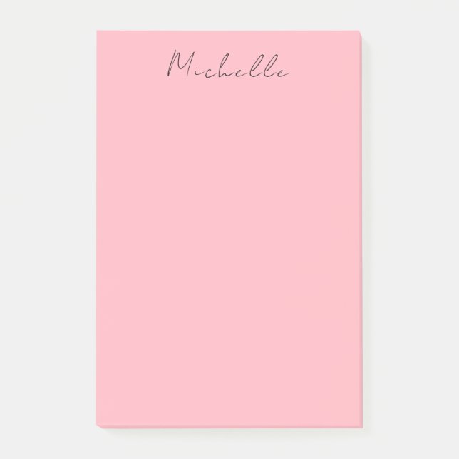 Light Pink Professional Unique Classic Handwriting Post-it Notes (Front)