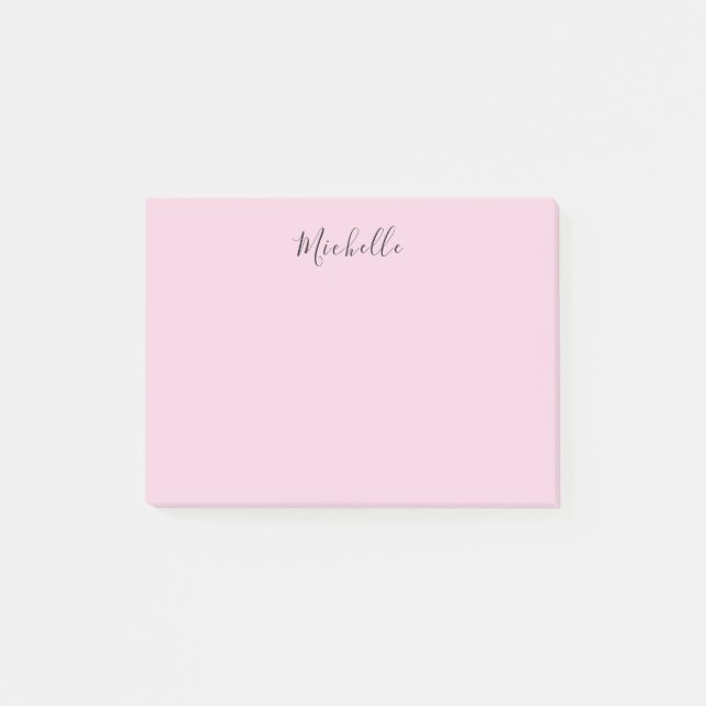 Light Pink Professional Unique Classic Handwriting Post-it Notes (Front)