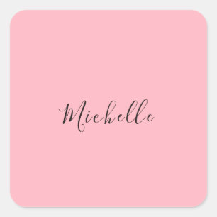 Light Pink Professional Unique Classic Handwriting Square Sticker