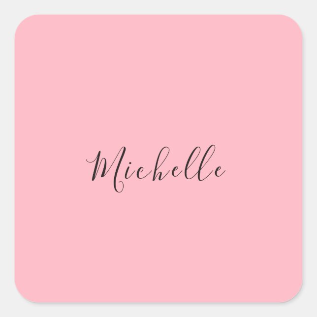 Light Pink Professional Unique Classic Handwriting Square Sticker (Front)