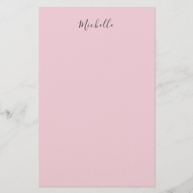 Light Pink Professional Unique Classic Handwriting Stationery (Front)