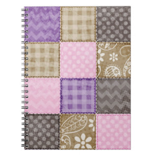 Light Pink, Purple, & Taupe Quilted Look Notebook
