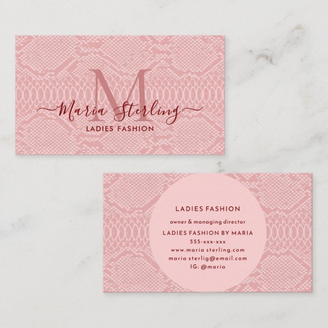 Light Pink Python Skin Business Card (Front/Back)