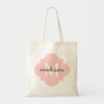 Light Pink Quatrefoil Custom Monogram Tote Bag<br><div class="desc">Customised light pink quatrefoil monogram tote bag. This personalised tote bag makes the perfect gift for your mum,  grandma,  sister,  aunt,  bridesmaids,  and friends.</div>