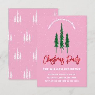 Light Pink Red & Green Christmas Party Invitation