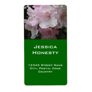 light pink rhododendron flowers address label