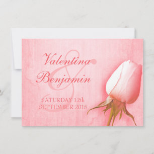 Light pink rose bud wedding invitation