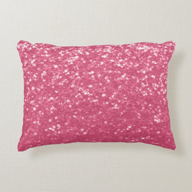 Light pink rose faux sparkles glitter decorative cushion (Front)