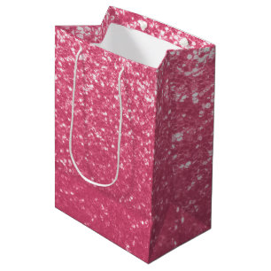Light pink rose faux sparkles glitter medium gift bag