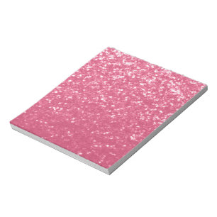 Light pink rose faux sparkles glitter notepad