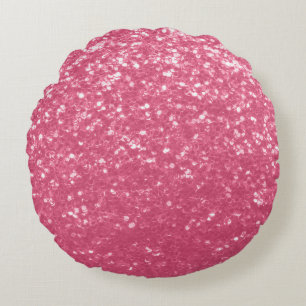 Light pink rose faux sparkles glitter round cushion