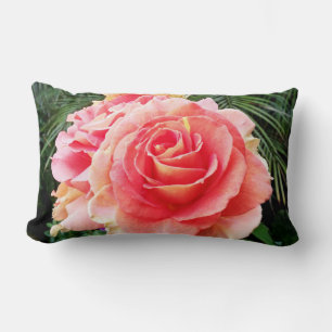 Light pink rose flower close-up photo bold modern lumbar cushion