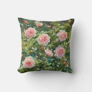 Light Pink Rose Garden Flowers Cushion