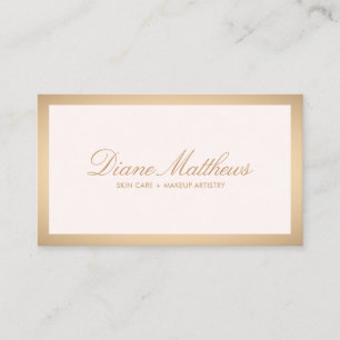 Light Pink , Rose Gold Border Skin Care Spa Business Card