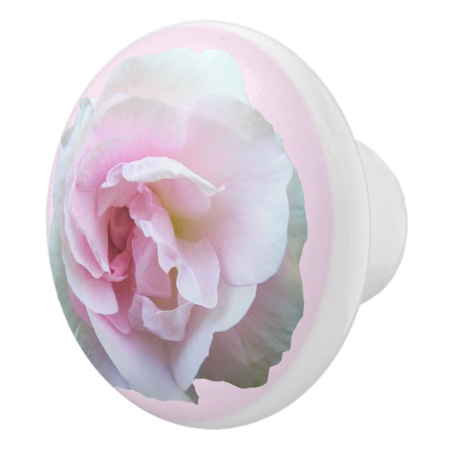 Light Pink Rose on Pink Floral Ceramic Knob (Right)