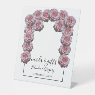 Light Pink Roses Wedding Cards & Gifts Pedestal Sign