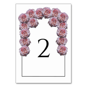 Light Pink Roses Wedding Table Number Card