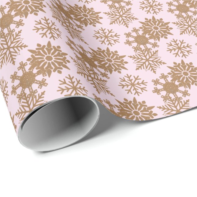 Light Pink | Rustic Snowflake Wrapping Paper (Roll Corner)