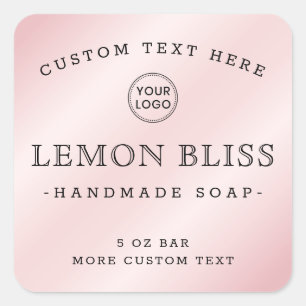 Light pink satin custom logo square product labels