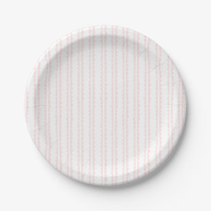 Light Pink Scalloped Stripe   Bridal Shower Paper Plate