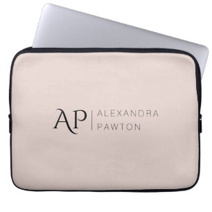 Light Pink Simple Minimalist Personalised Laptop Sleeve